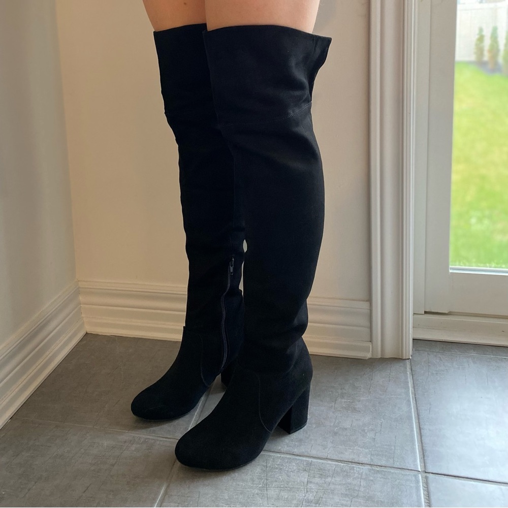 Call it Spring Black Suede Over the Knee Boots, US size 7